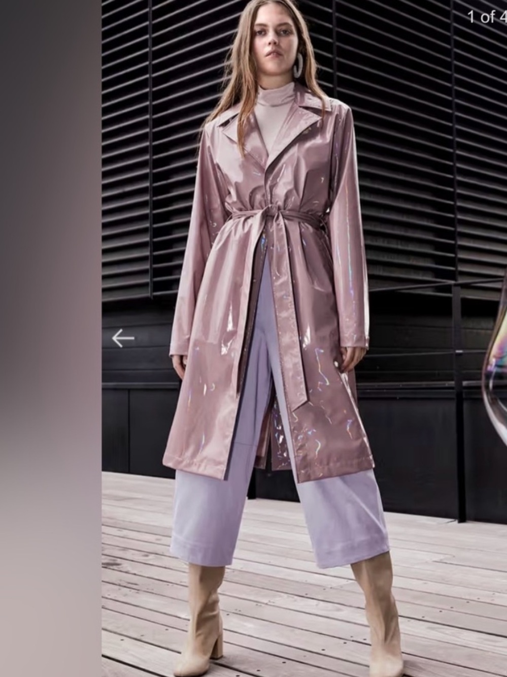 Rains Dusty Rose Patent Trench with Tie Waist